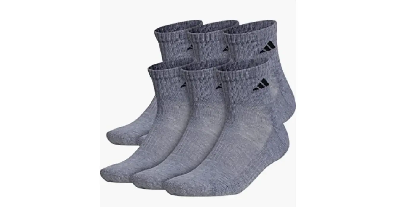 Amazon - Adidas Men 6pc Athletic Cushioned Quarter Socks