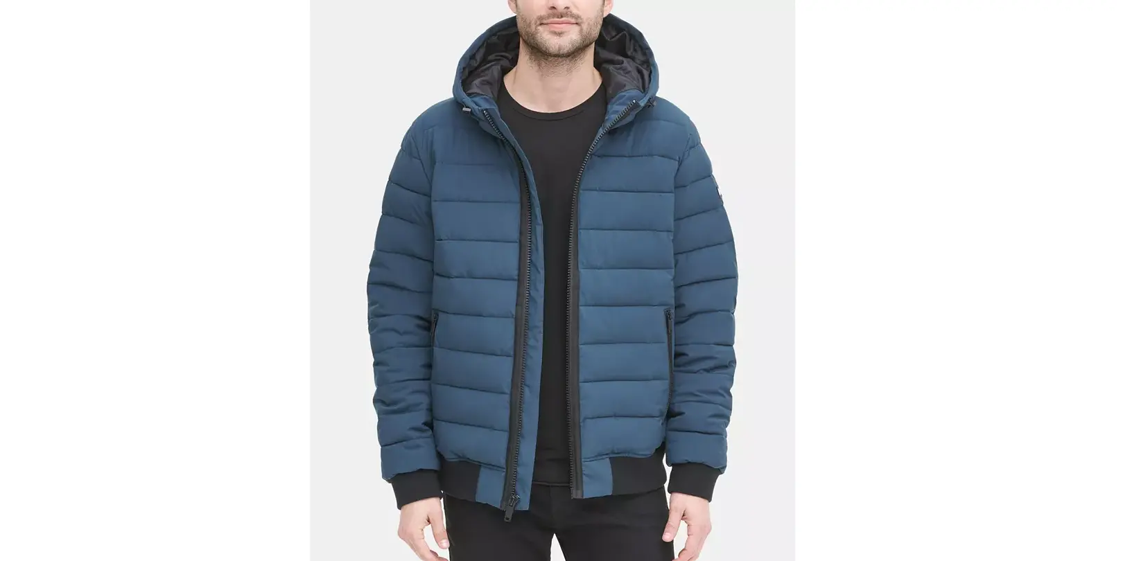 Macy - DKNY Men’s Quilted Hooded Bomber Jacket