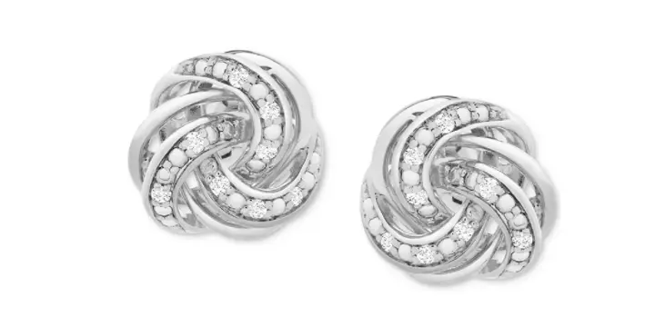 Macy - Diamond Love Knot Stud Earrings