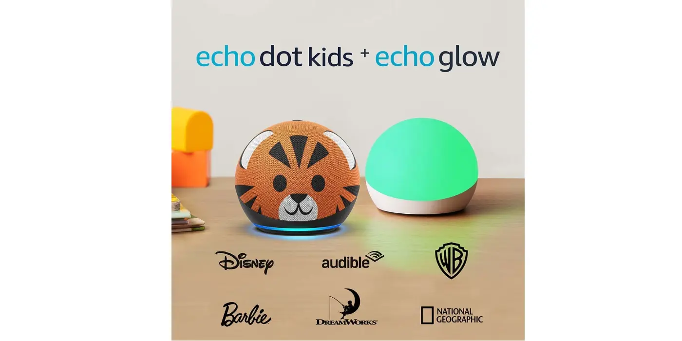 Amazon - Echo Dot (4th Gen) Kids + Echo Glow | Tiger