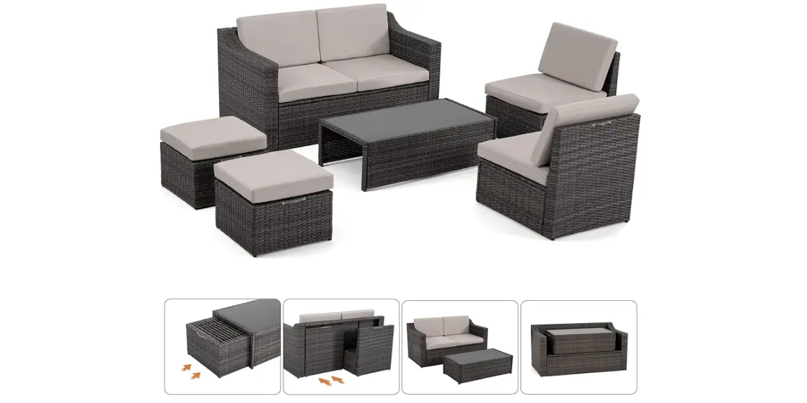Amazon - Happatio 6 Piece Patio Conversation Set
