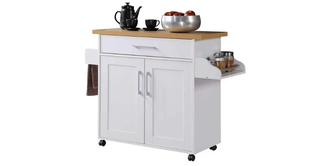 Amazon - Hodedah Kitchen Island with Spice Rack