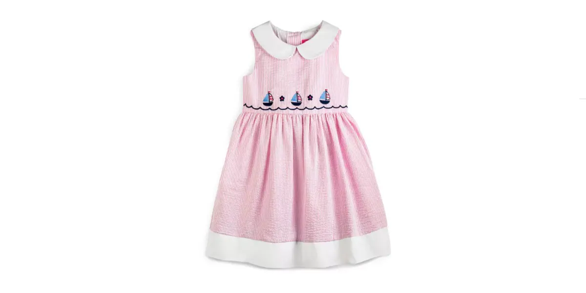 Macy - Good Lad Little Girls Seersucker Embroidered Dress