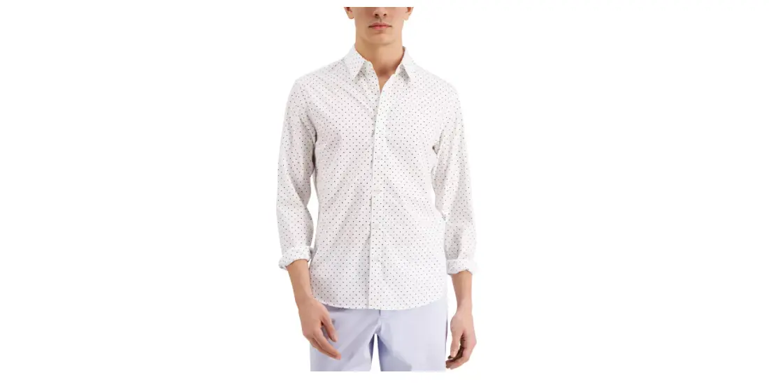 Macy - 64% Off Michael Kors Men’s Slim-Fit Stretch Dot Print Shirt
