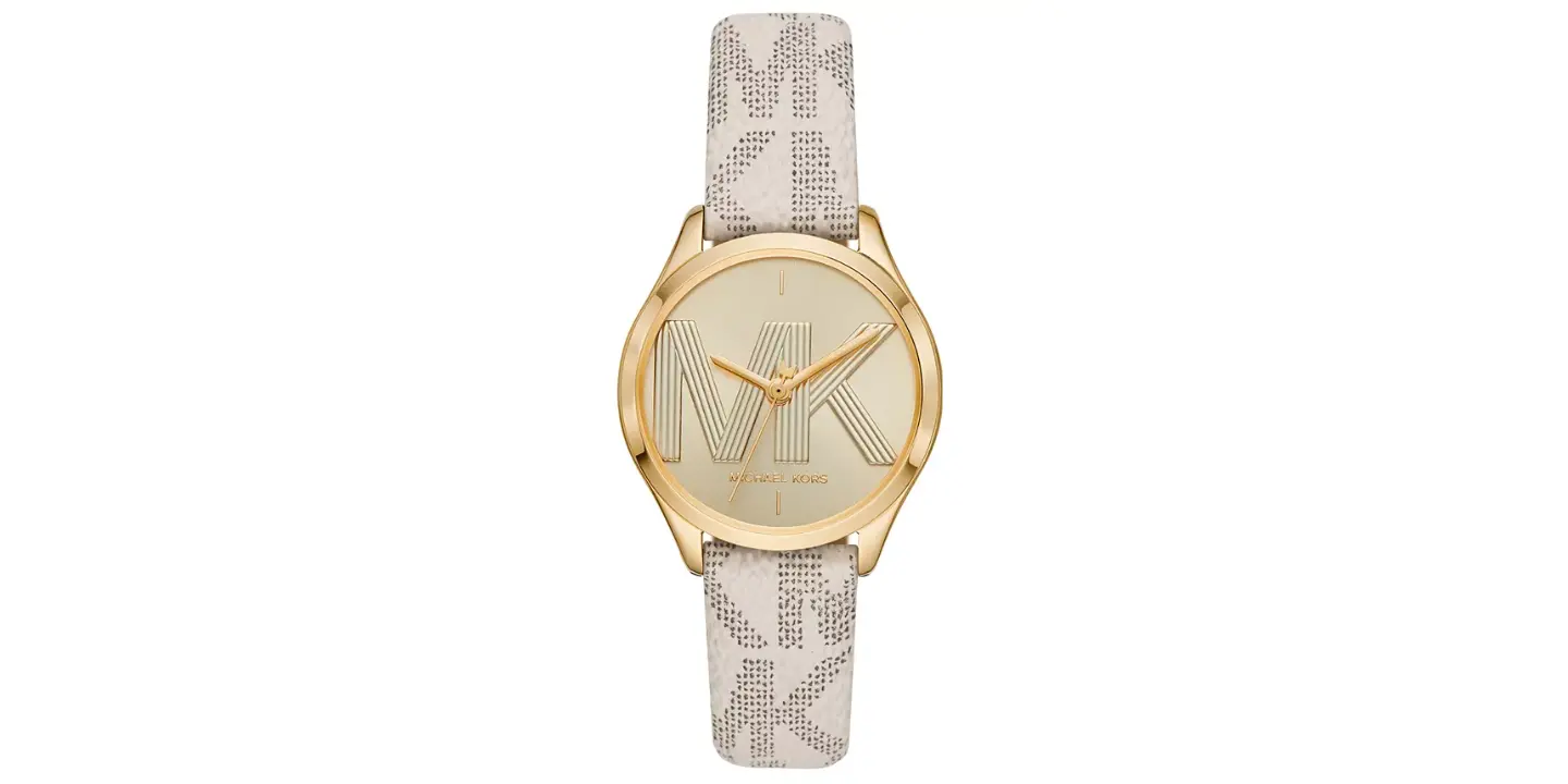 Macy - Michael Kors Women’s Jaycie Vanilla Polyvinyl Chloride Strap Watch 34mm