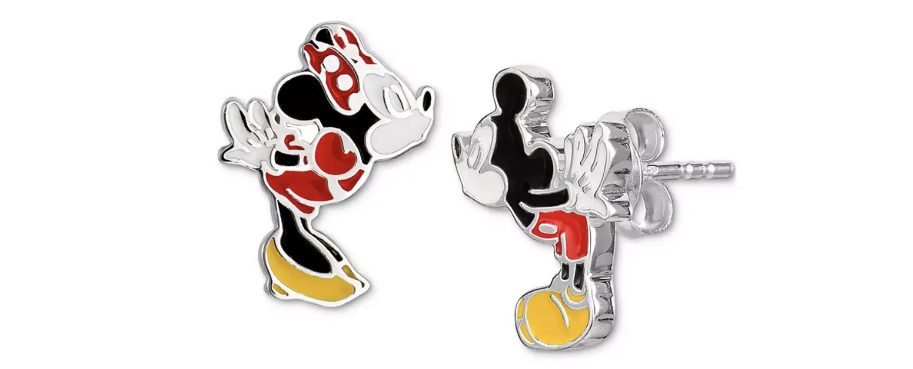 Macy - Mickey & Minnie Stud Earrings in Silver