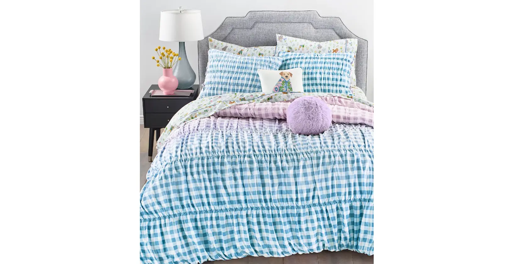 Macy - Ombré Gingham 3Pc Queen Comforter Set