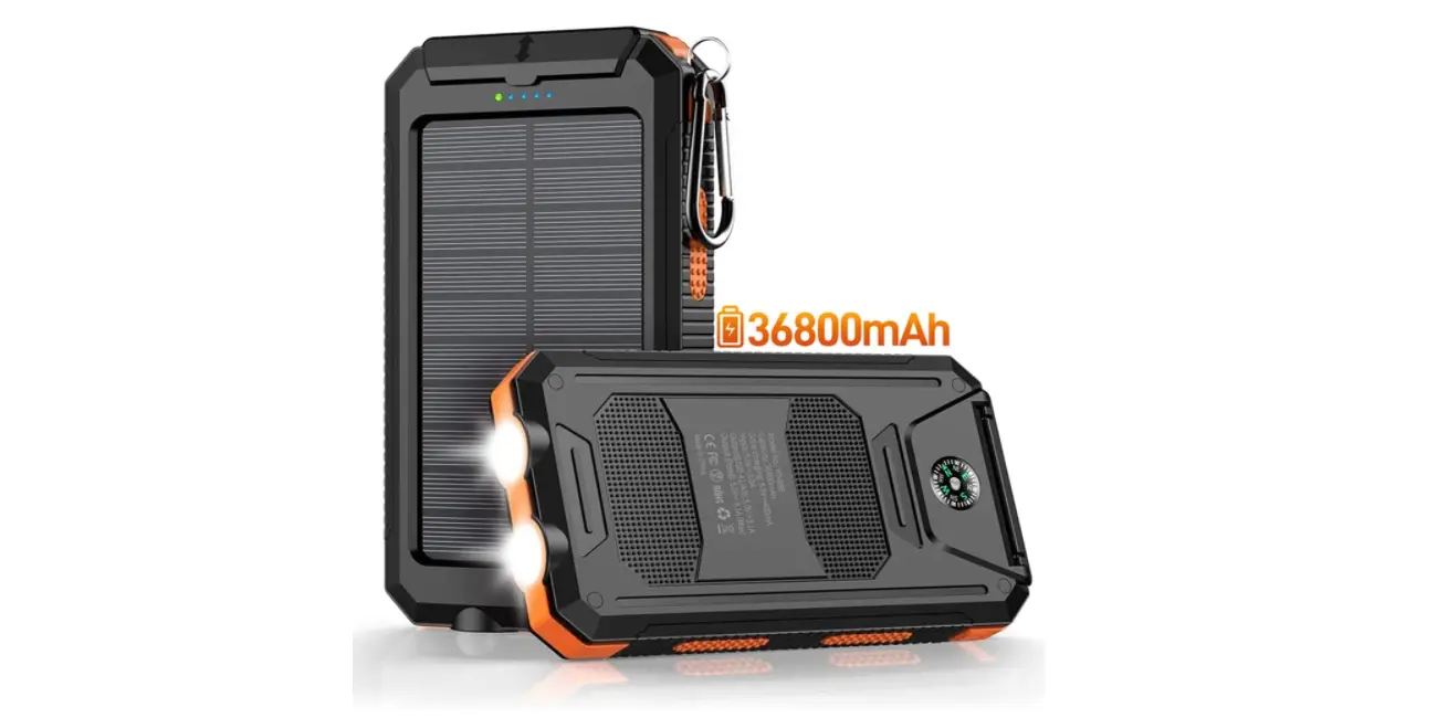 Amazon - Power Bank Potable Charger Solar 36800mAh
