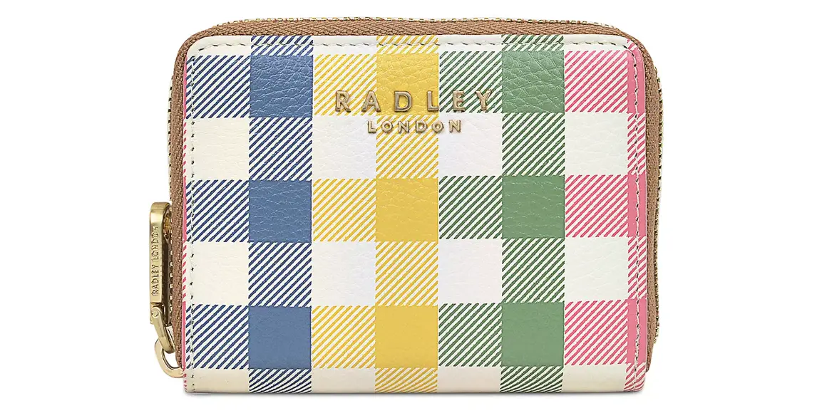 Macy - Radley London Gingham Printed Small Leather Zip Around Wallet