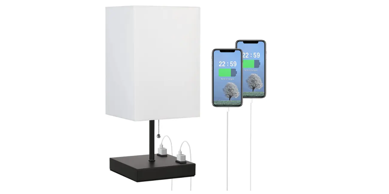 Amazon - Table Lamp with 2 Outlet